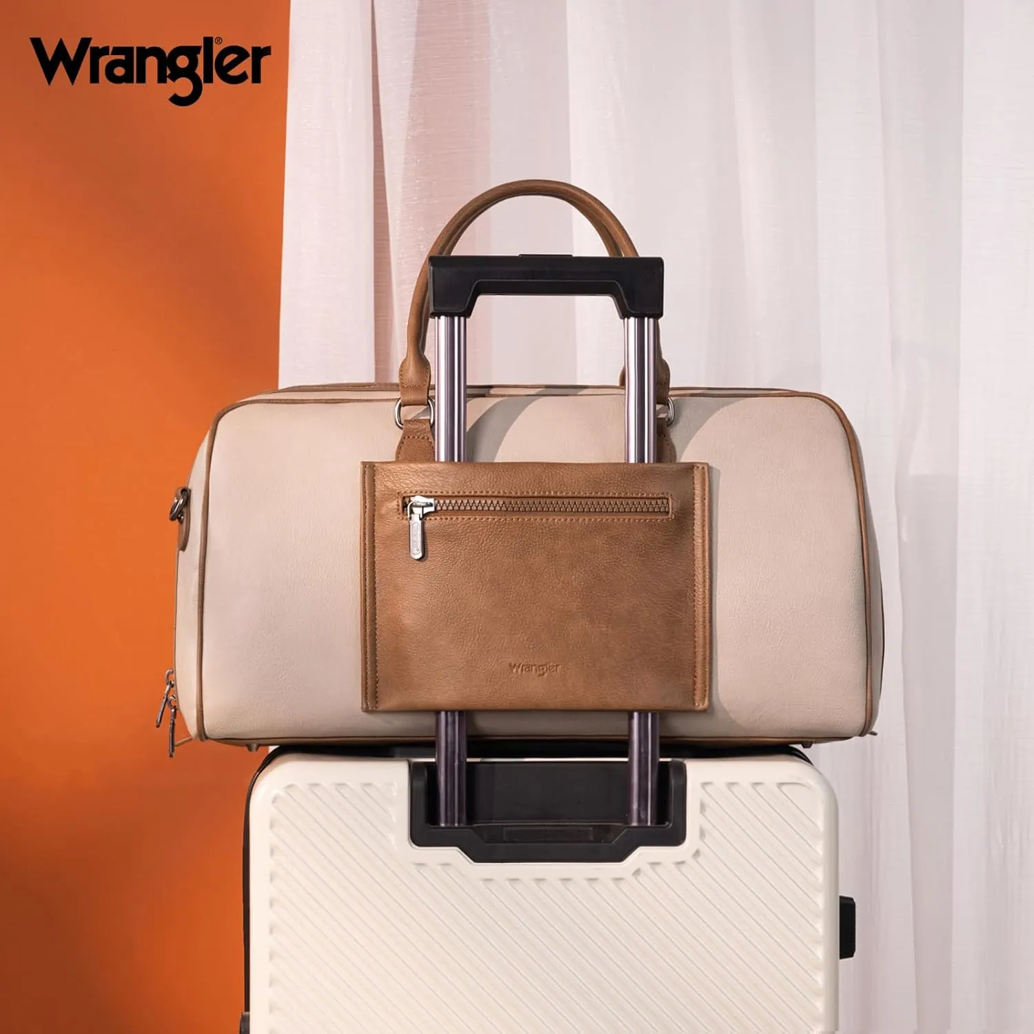 Wrangler Travel Duffel Bag Large Weekender Bag for Women Designer Carry on Overnight Bag for Trips Luggage Bag Gray