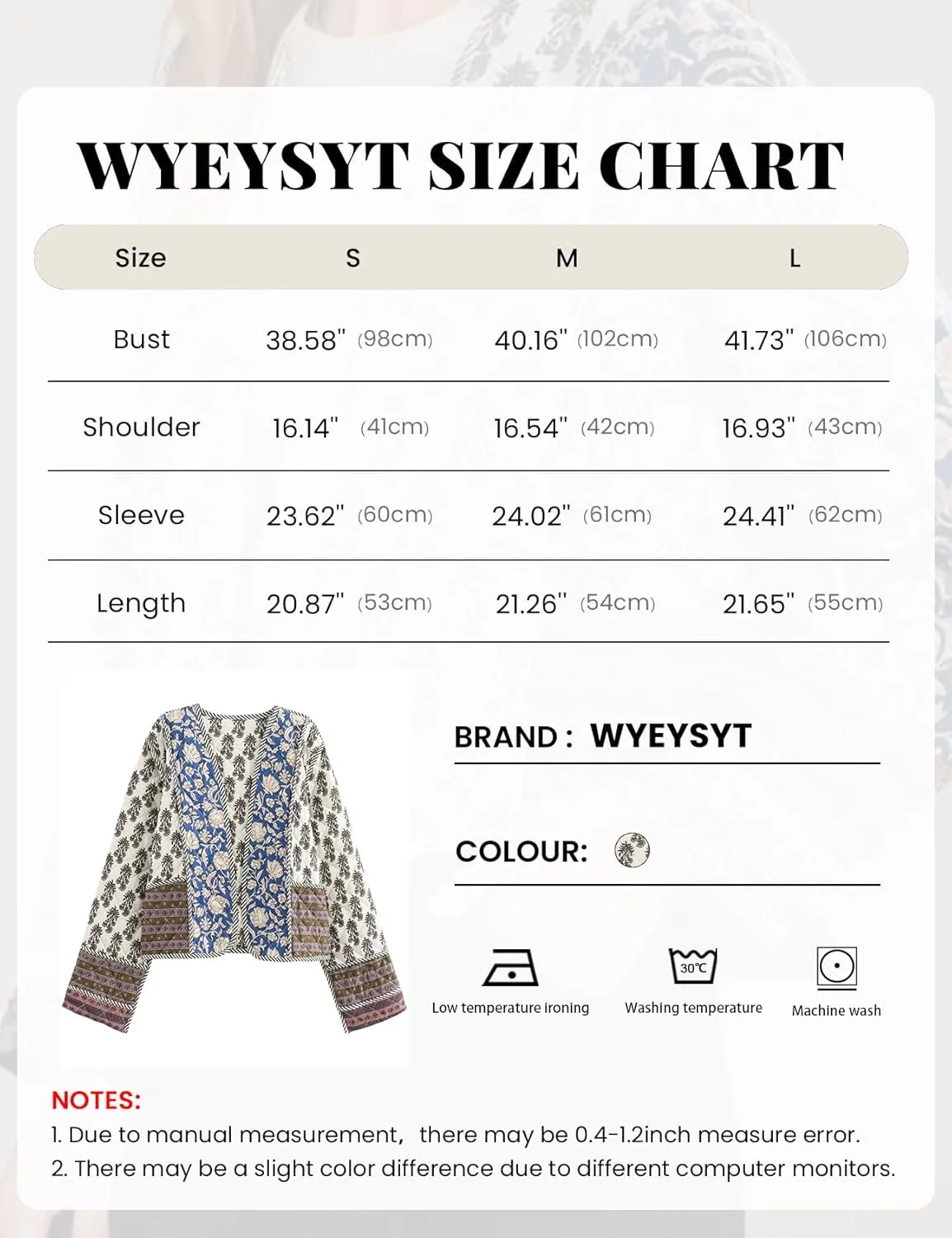Wyeysyt Women's Cropped Puffer Quilted Jacket Cardigan Floral Printed Lightweight Long Sleeve Open Front Short Padded Coats