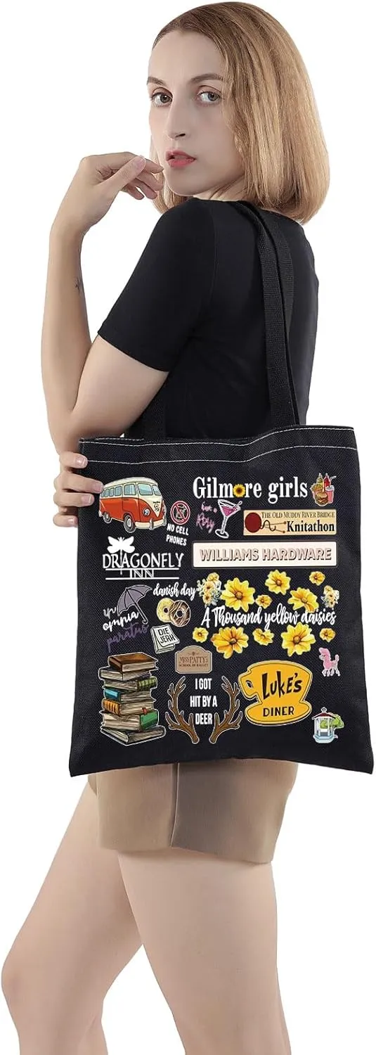 WZMPA Lorelai And Rory Fans Tote Bag Luke's Diner Gifts Luke's Dinner Reusable Grocery Bag Lorelai And Rory Merchandise