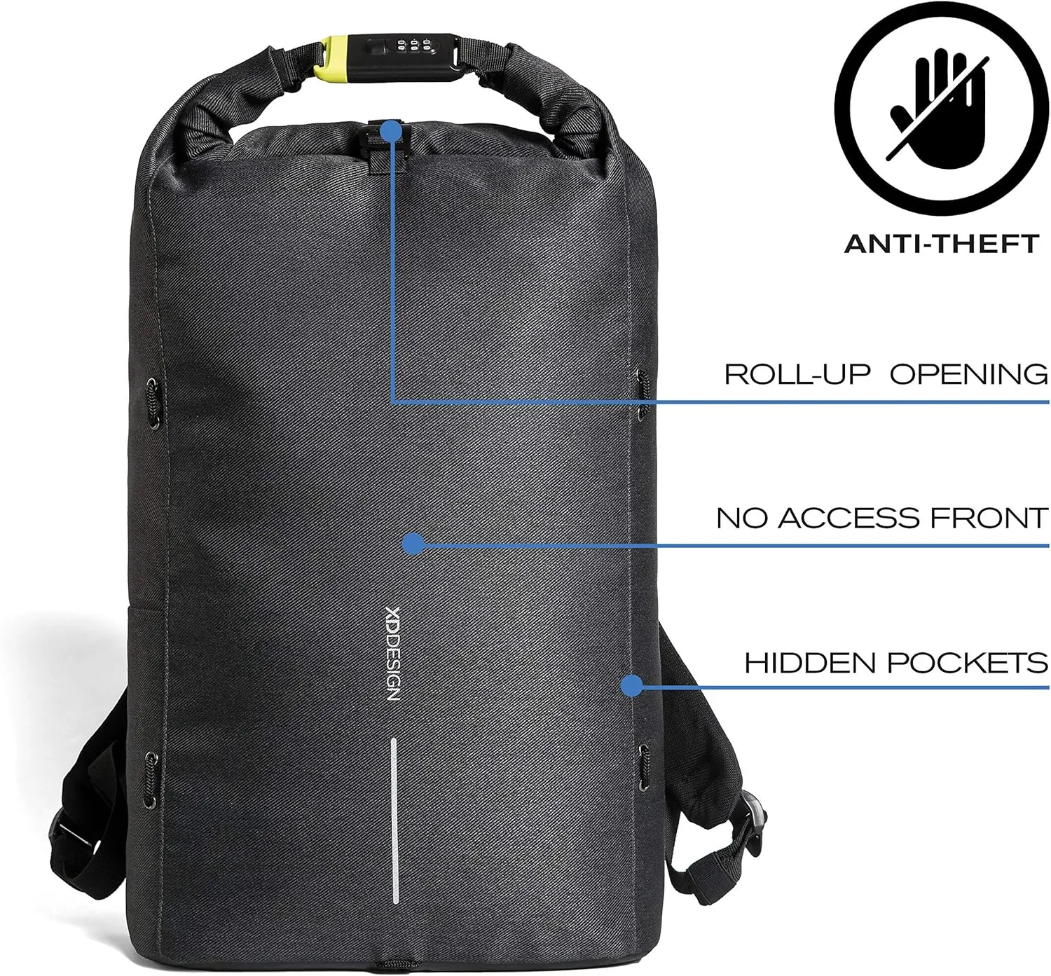XD Design Urban Lite Anti-Theft Laptop Backpack Black (Unisex Travel Bag)