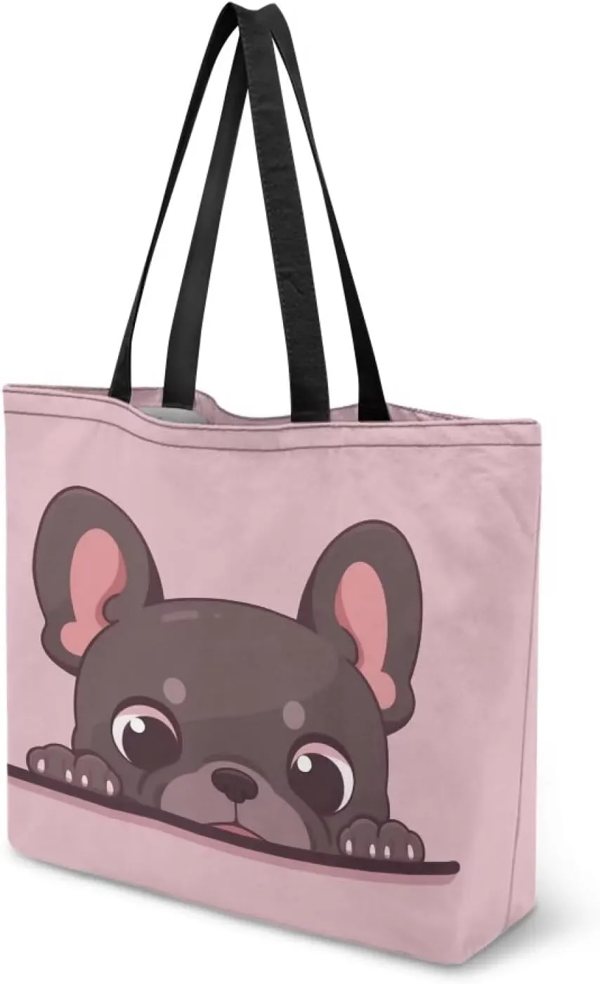 Xpyiqun Canvas Tote Bag for Women Aesthetic Cloth Bags Reusable Grocery Shopping Bag Large Shoulder Handbag