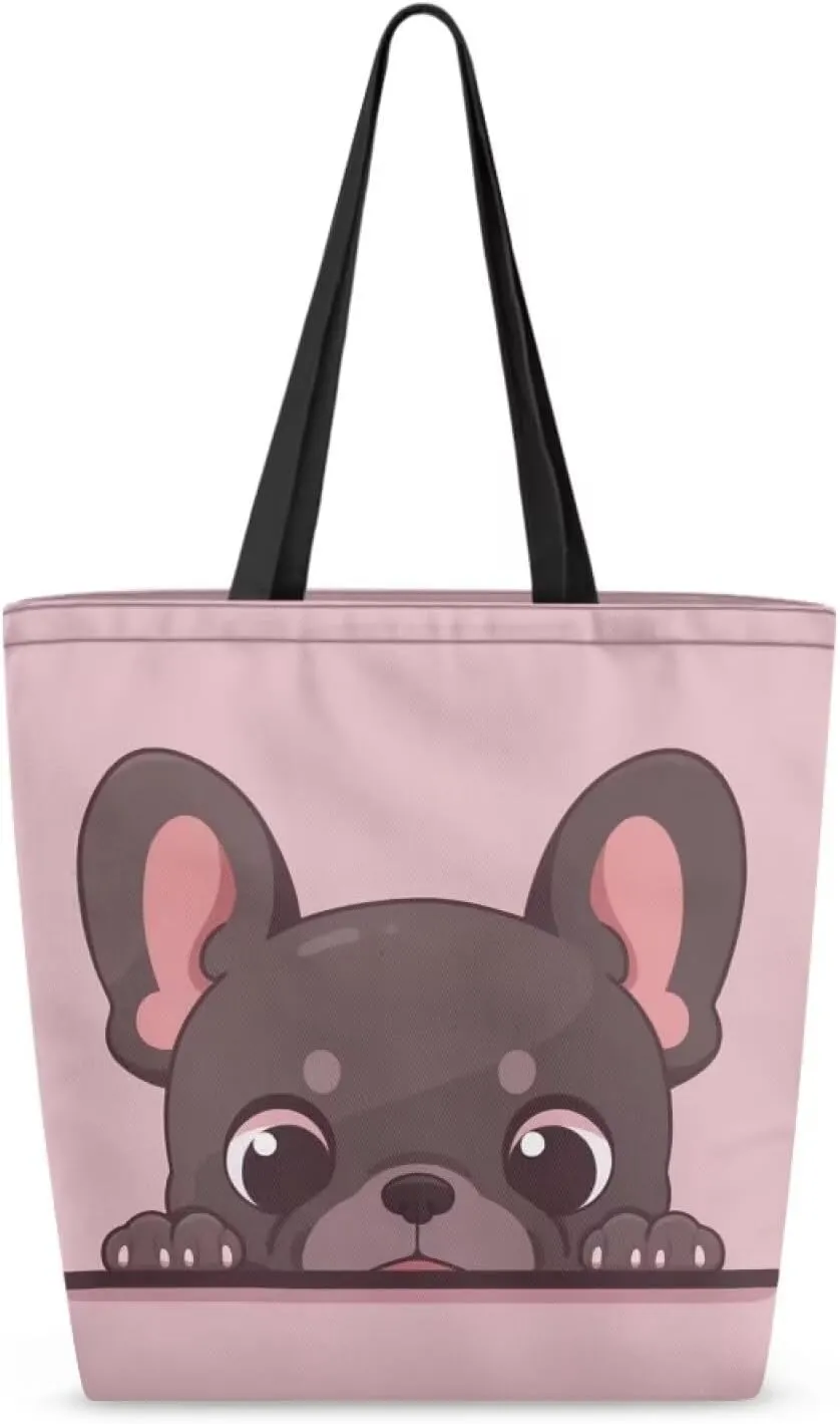 Xpyiqun Canvas Tote Bag for Women Aesthetic Cloth Bags Reusable Grocery Shopping Bag Large Shoulder Handbag