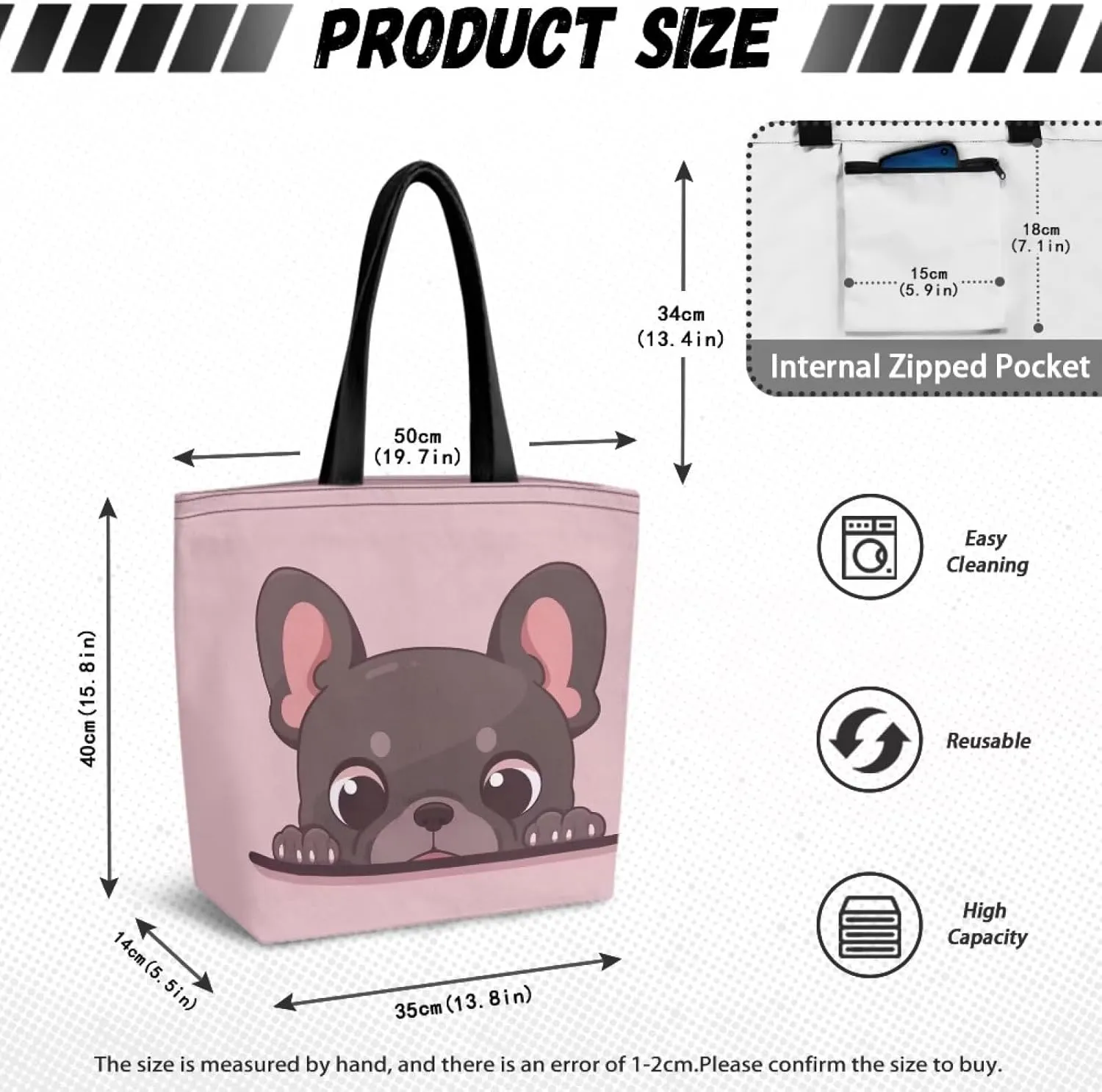 Xpyiqun Canvas Tote Bag for Women Aesthetic Cloth Bags Reusable Grocery Shopping Bag Large Shoulder Handbag