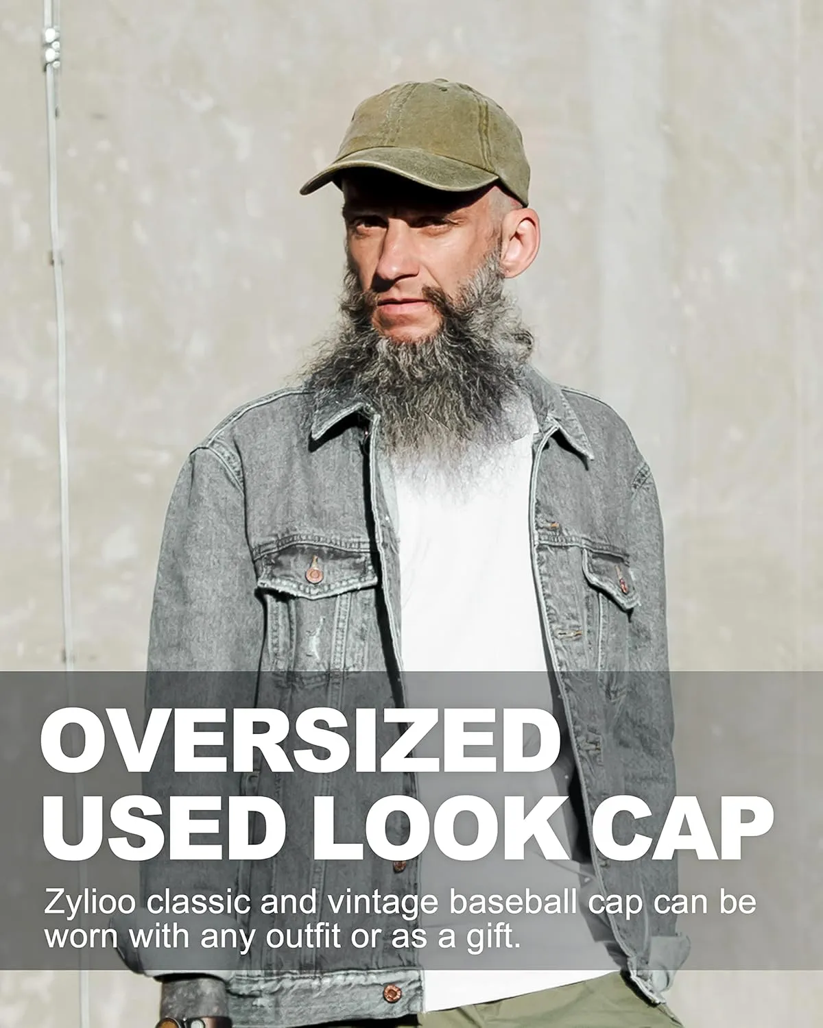 XXL Oversize Washed Denim Baseball Cap,Low Profile Jean Sports Cap for Big Heads 23.5"-25.5",Large Pigment Dyed Dad Hat