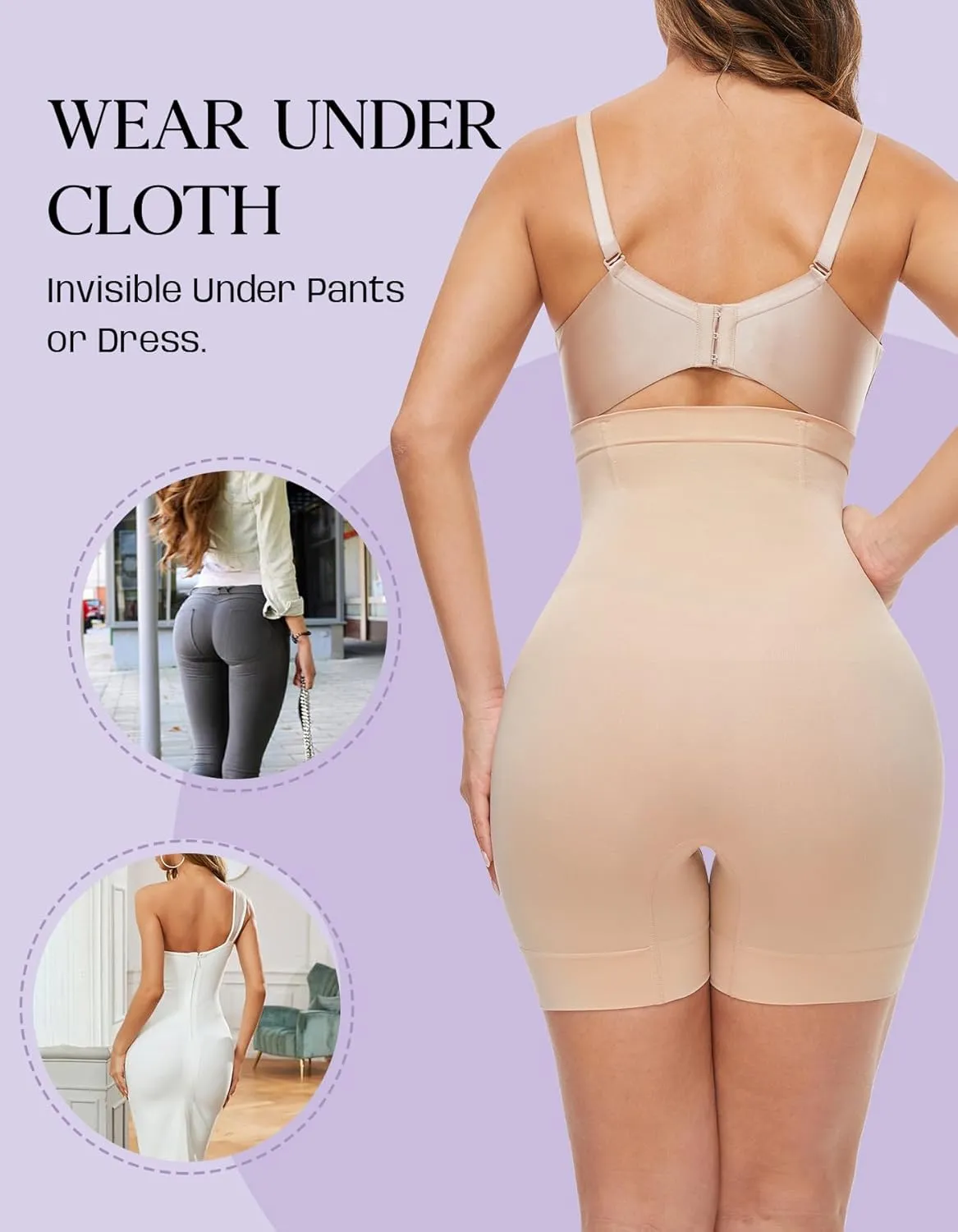 YADIFEN Shapewear Shorts Tummy Control Shapewear Invisible Shaping Shorts High Waisted Body Shaper Shorts Under Dress