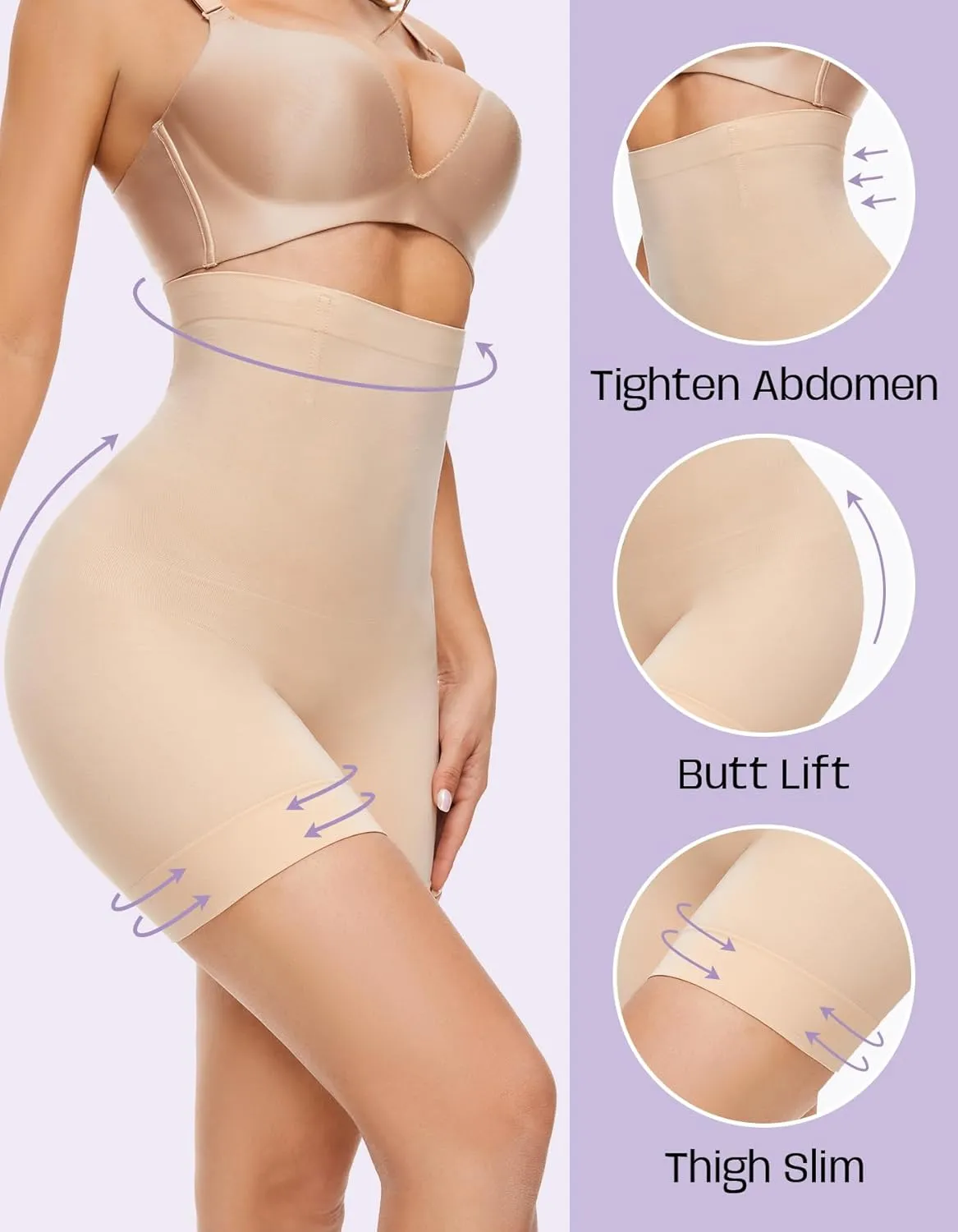 YADIFEN Shapewear Shorts Tummy Control Shapewear Invisible Shaping Shorts High Waisted Body Shaper Shorts Under Dress