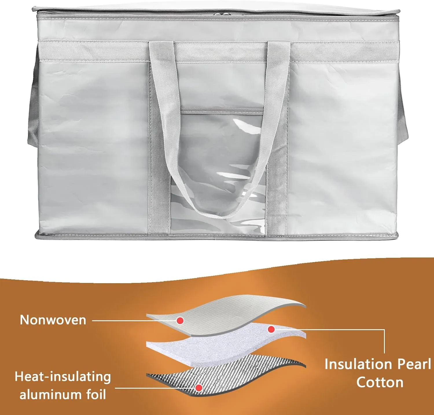 Yalin XXXL Large Insulated Cooler Bag, Styrofoam Cooler of Keep Food Hot or Cold, Reusable Double Zipper Food Delivery Bag for Grocery Shopping, 23" W x 15" H x 14" D