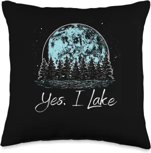 Yes I Lake Traveler Camping Exploration Camper Lakes Throw Pillow