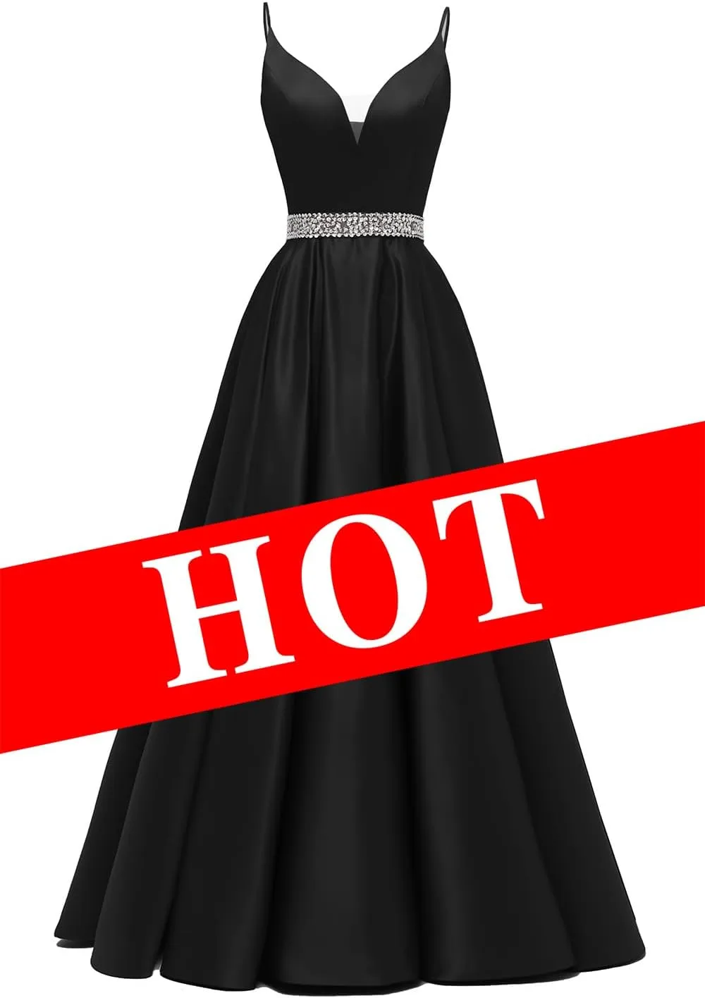 Yexinbridal Satin Prom Dresses Long for Women 2025 Spaghetti Straps Beaded V-Neck Formal Evening Party Gowns