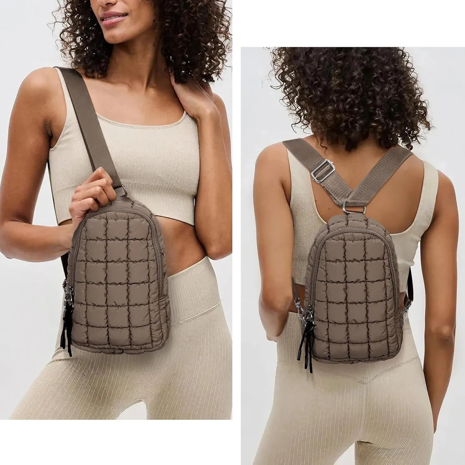 YFGBCX Puffer Bag Quilted Sling Bag for Women Crossbody Purse Sling Backpack Quilted Fanny Pack Puffy Chest Purse