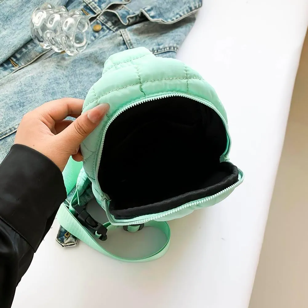 YFGBCX Puffer Quilted Sling Bag Puffy Crossbody Purse for Women Puffer Fanny Pack Quilted Chest Bag Puffy Waist Bag