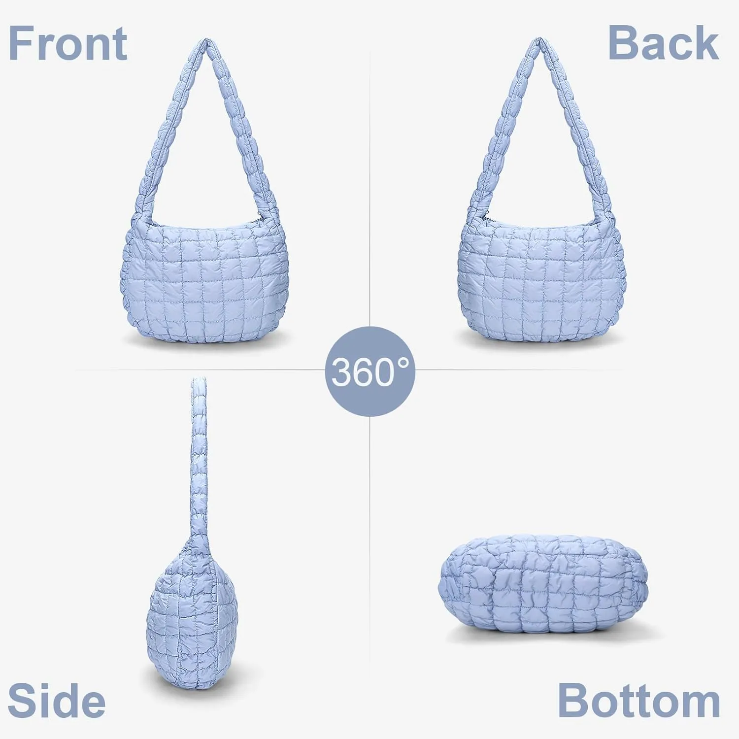 YFGBCX Quilted Tote Bag for Women - Lightweight Puffy Shoulder Bag with Quilted Padding