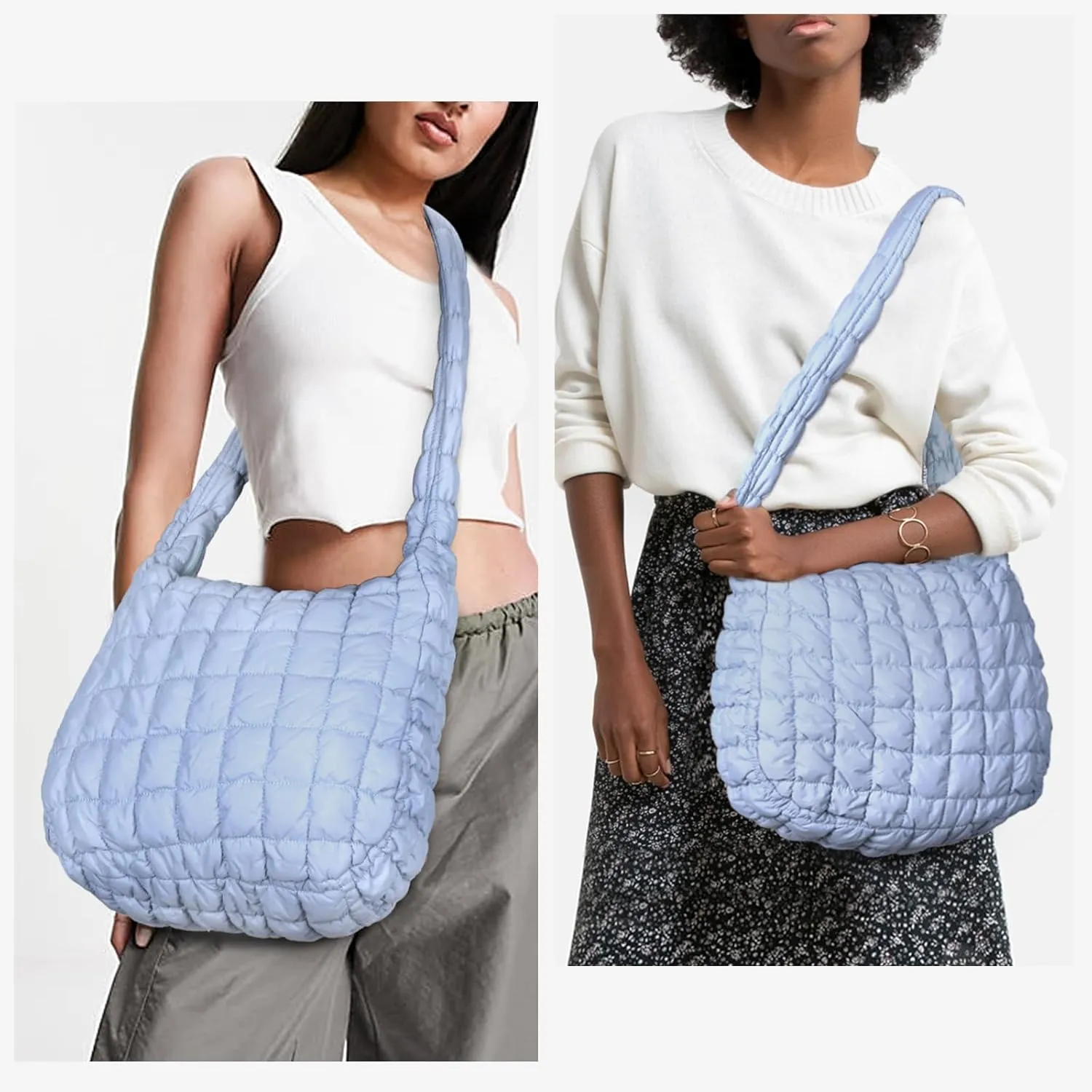 YFGBCX Quilted Tote Bag for Women - Lightweight Puffy Shoulder Bag with Quilted Padding