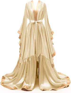 yinyyinhs Women's Bridal Robe Long Silk Satin Bridesmaid Wedding Robe Nightgown Bathrobe Maternity Photoshoot Robe