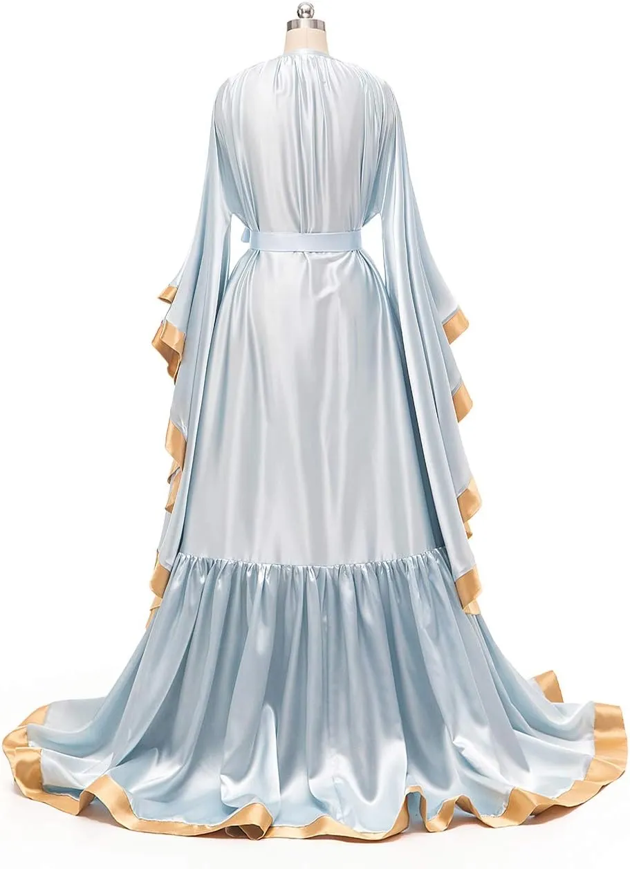 yinyyinhs Women's Bridal Robe Long Silk Satin Bridesmaid Wedding Robe Nightgown Bathrobe Maternity Photoshoot Robe