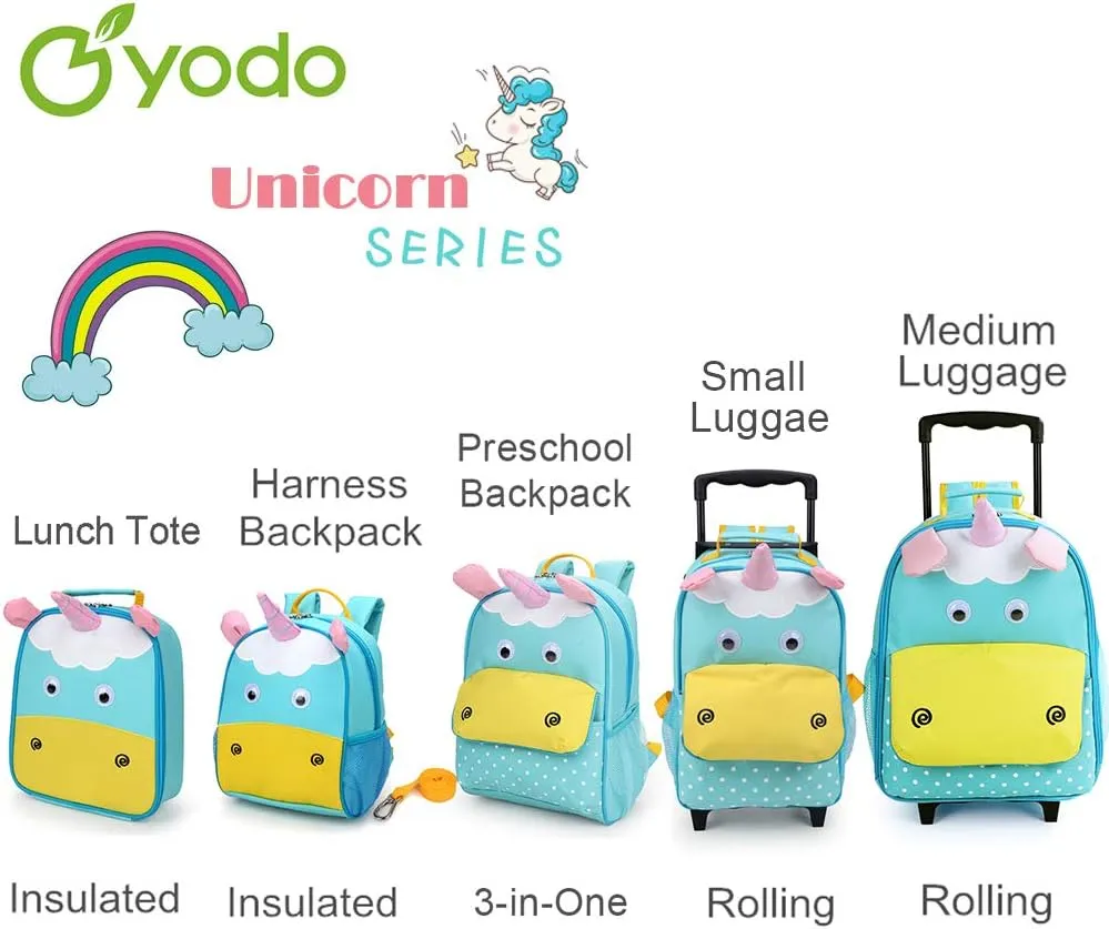 Yodo 3-Way Kids Suitcase Luggage or Toddler Rolling Backpack with wheels