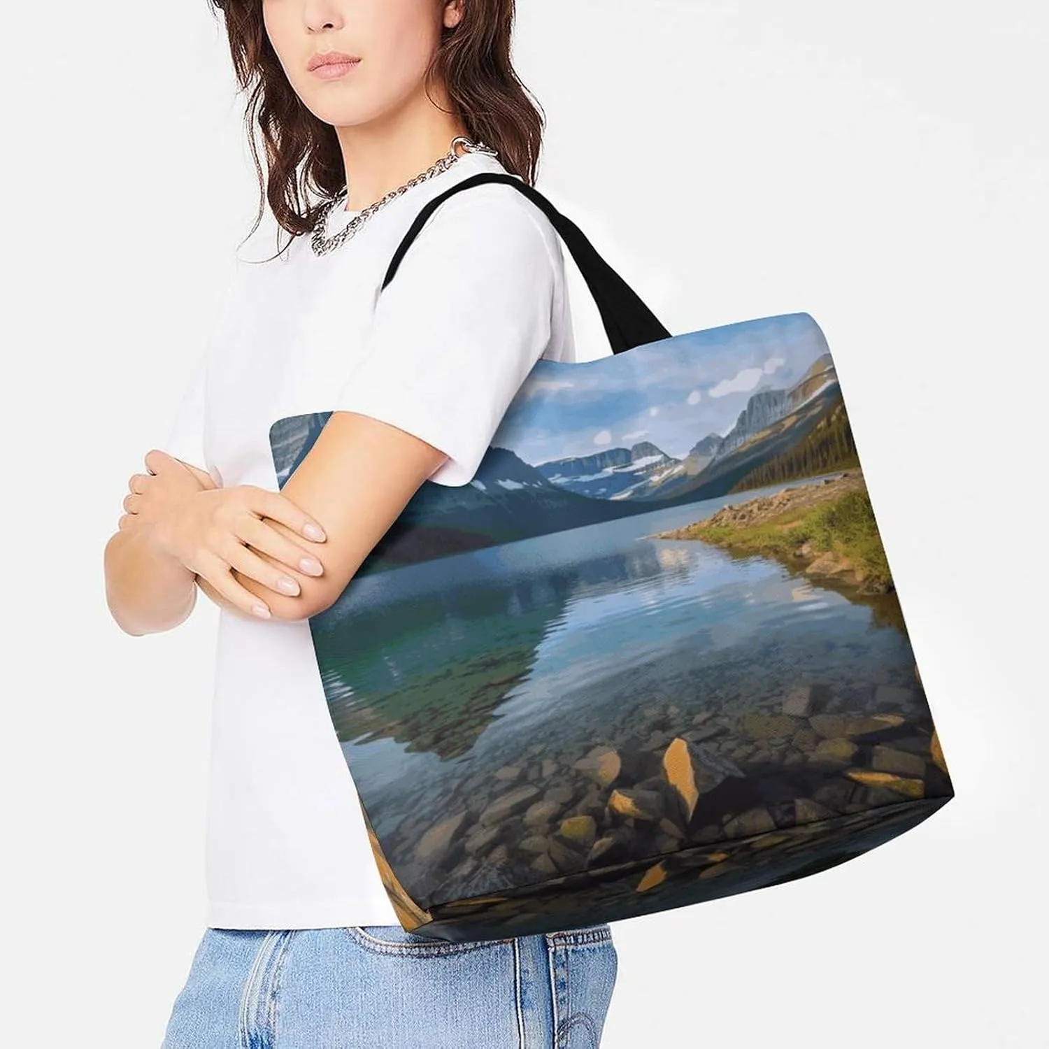 Yorkie Puppy Tote Bags, Reusable Grocery Bags, Large Shopping Bag, Shoulder Bag for Women
