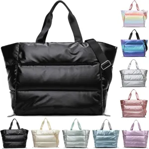 YouNuo Tote Bag for Women, Large Quilted Puffer Tote Bag, Gym Bag, Travel Shoulder Handbag Crossbody for Work Beach Yoga