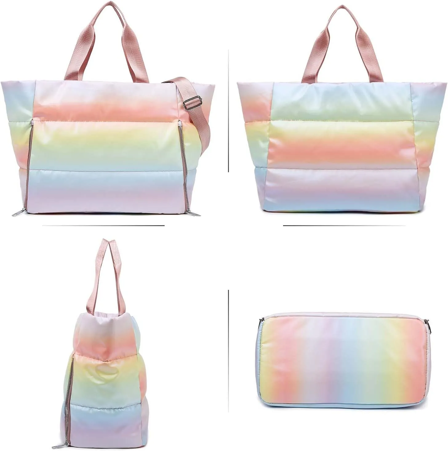 YouNuo Tote Bag for Women, Large Quilted Puffer Tote Bag, Gym Bag, Travel Shoulder Handbag Crossbody for Work Beach Yoga
