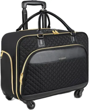 Ytonet Rolling Briefcase for Women, 17.3 Inch Rolling Laptop Bag with 4 Spinner Wheels, Water Rresistant Wheeled Computer Bag with Lock, Large Rolling Bag for Travel Business Overnight Teacher, Black