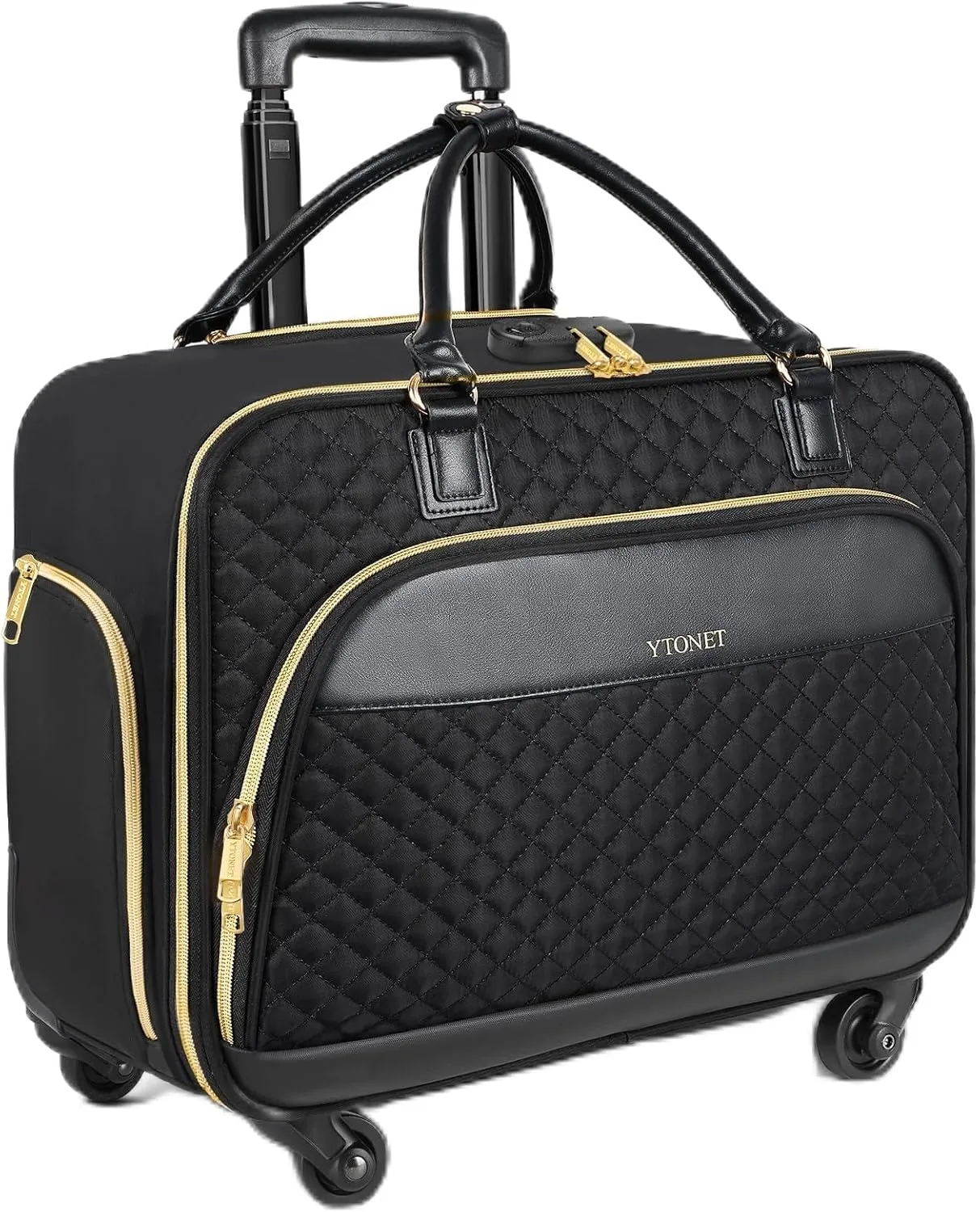 Ytonet Rolling Briefcase for Women, 17.3 Inch Rolling Laptop Bag with 4 Spinner Wheels, Water Rresistant Wheeled Computer Bag with Lock, Large Rolling Bag for Travel Business Overnight Teacher, Black