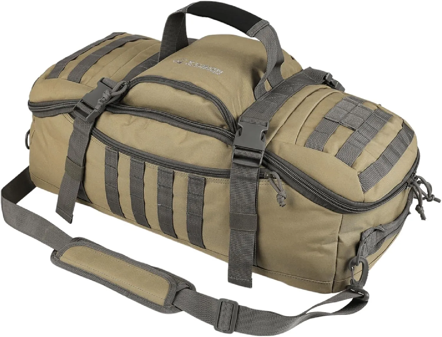 Yukon Outfitters Bugout Bag - EDC Durable 600D Polyester 55L Tactical Duffel & Backpack for Travel, Prepping & Outdoor Use - Two Tone Coyote/Foliage