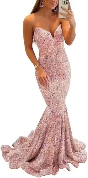 Yuxin Sequin Prom Dresses 2024 Mermaid Homecoming Dress High Split Formal Party Evening Gowns for Women