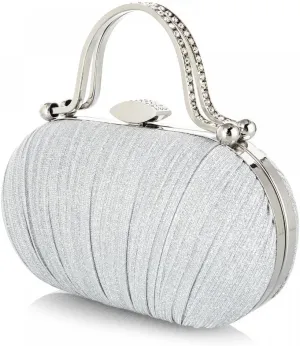 YYW Rhinestone Clutch Purses For Women Evening Handbag Pleated Glitter Bag for Wedding Party