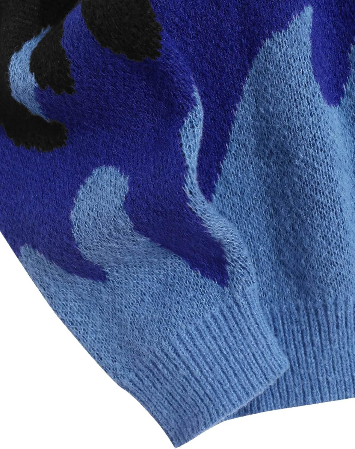 ZAFUL Men's Oversized Sweater Y2K Aesthetic Flame Graphic Crewneck Knit Pullover Unisex Casual Sweaters