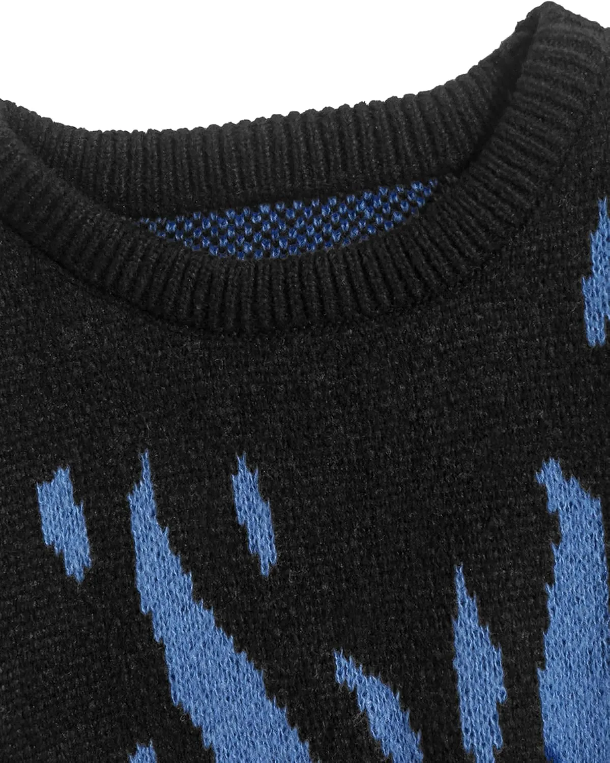 ZAFUL Men's Oversized Sweater Y2K Aesthetic Flame Graphic Crewneck Knit Pullover Unisex Casual Sweaters