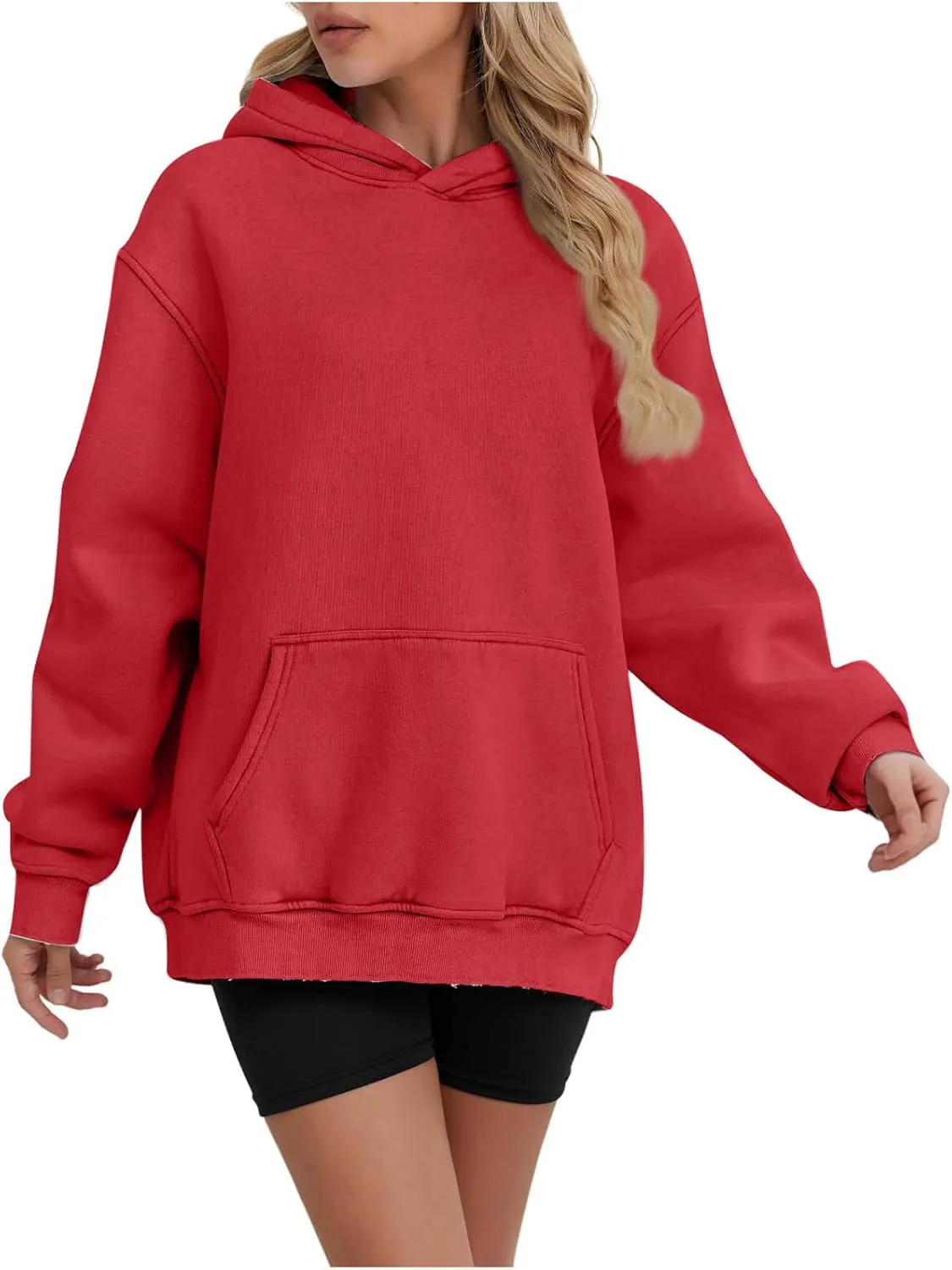 ZDRZK Plus Size Hoodies for Women Long Sleeve Shoulder Drop Sweatshirts Fall Winter Casual Fleece Loose Fit Tops Outfits