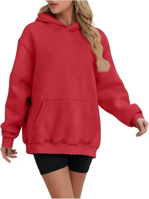 ZDRZK Plus Size Hoodies for Women Long Sleeve Shoulder Drop Sweatshirts Fall Winter Casual Fleece Loose Fit Tops Outfits