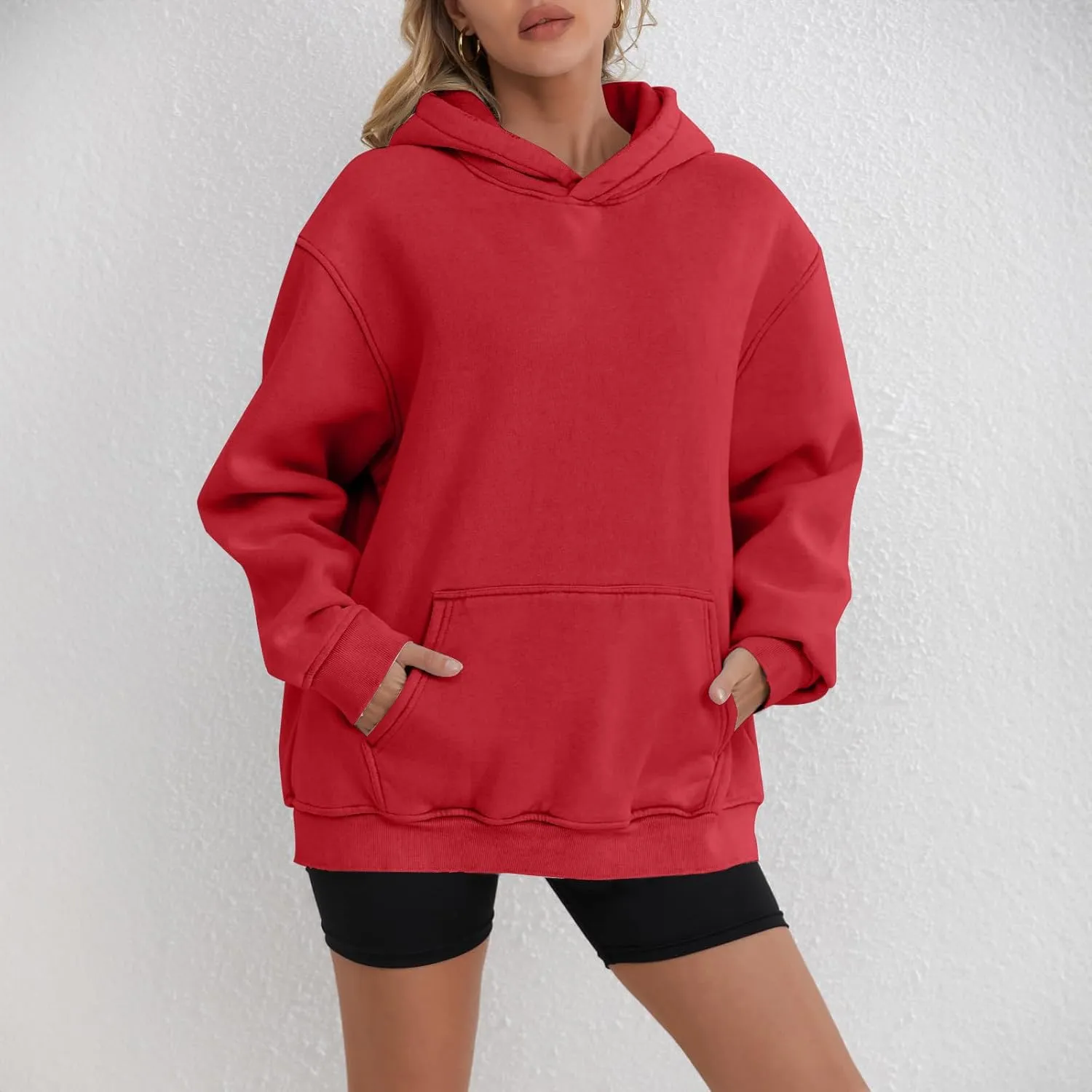 ZDRZK Plus Size Hoodies for Women Long Sleeve Shoulder Drop Sweatshirts Fall Winter Casual Fleece Loose Fit Tops Outfits
