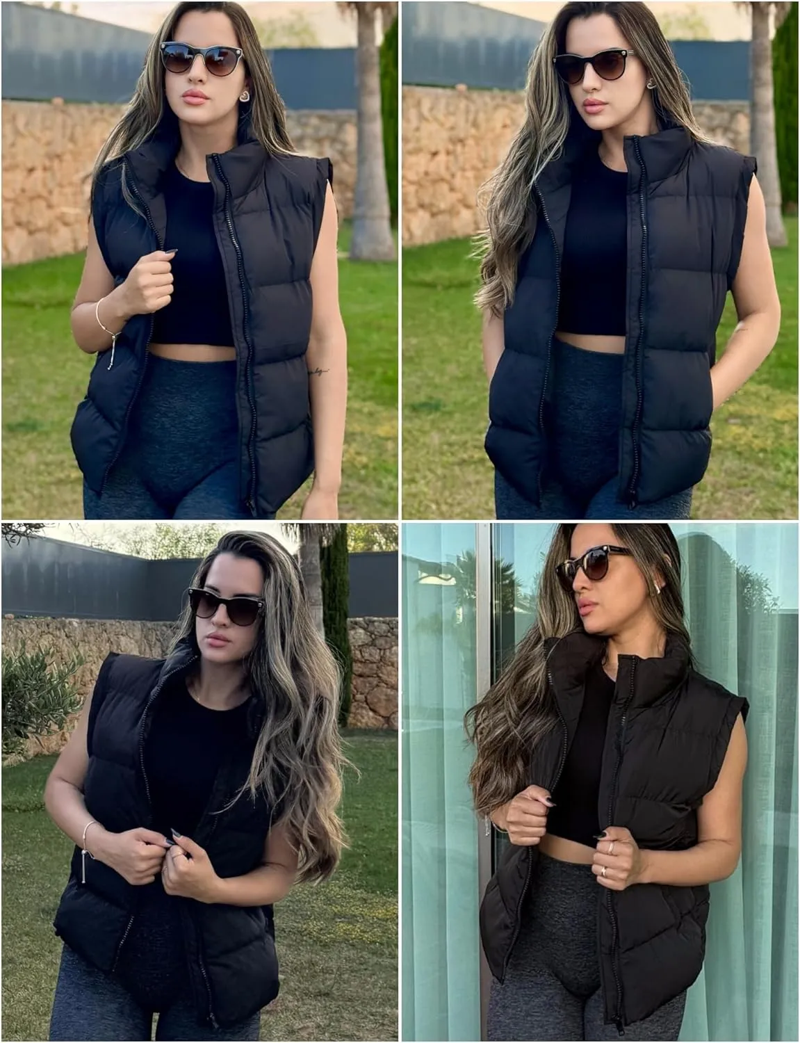 Zeagoo Women Sleeveless Warm Jackets Casual Stand Collar Puffer Vest Zip Up Quilted Jacket Winter Outerwear Coat