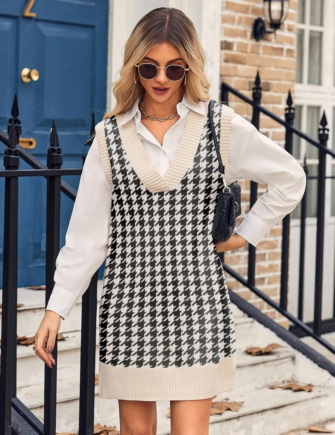 Zeagoo Women's Oversized Fall Sweater Vest Dress Winter Casual V Neck Sleeveless Loose Knit Pullover Sweater 2025