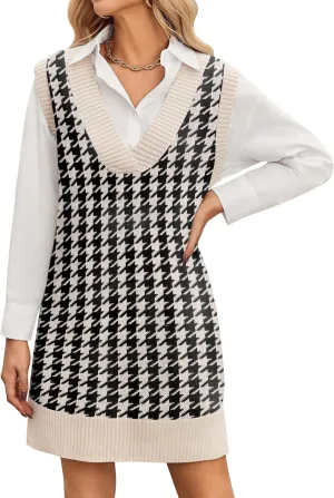 Zeagoo Women's Oversized Fall Sweater Vest Dress Winter Casual V Neck Sleeveless Loose Knit Pullover Sweater 2025