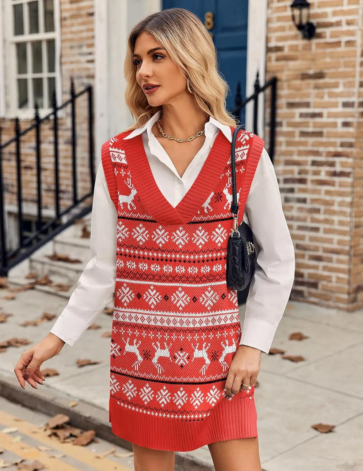 Zeagoo Women's Oversized Fall Sweater Vest Dress Winter Casual V Neck Sleeveless Loose Knit Pullover Sweater 2025