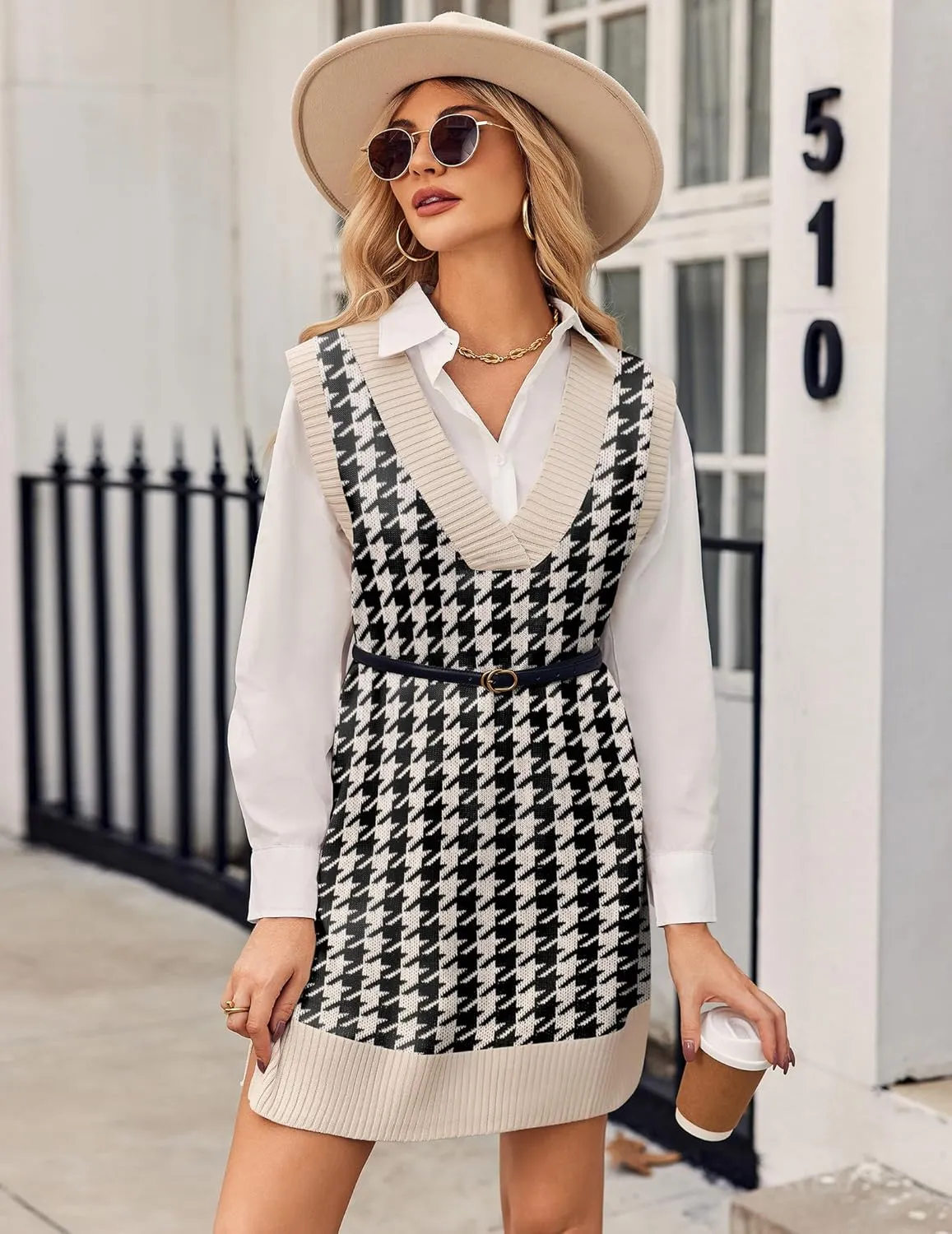 Zeagoo Women's Oversized Fall Sweater Vest Dress Winter Casual V Neck Sleeveless Loose Knit Pullover Sweater 2025