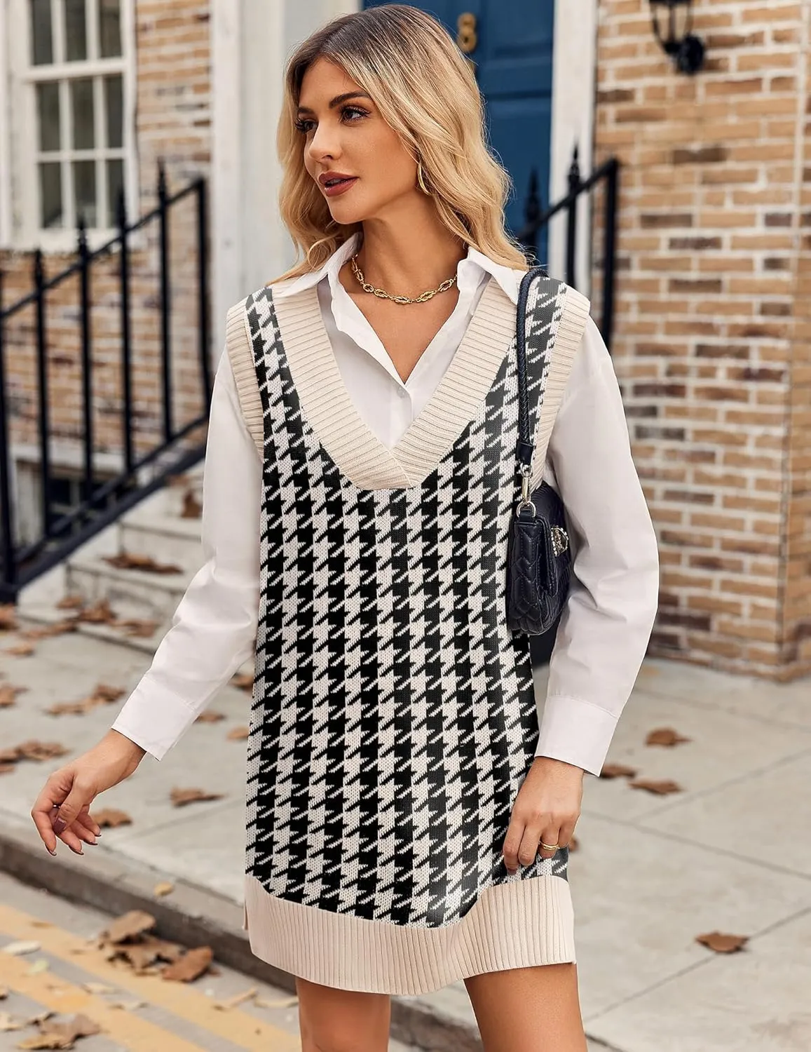 Zeagoo Women's Oversized Fall Sweater Vest Dress Winter Casual V Neck Sleeveless Loose Knit Pullover Sweater 2025