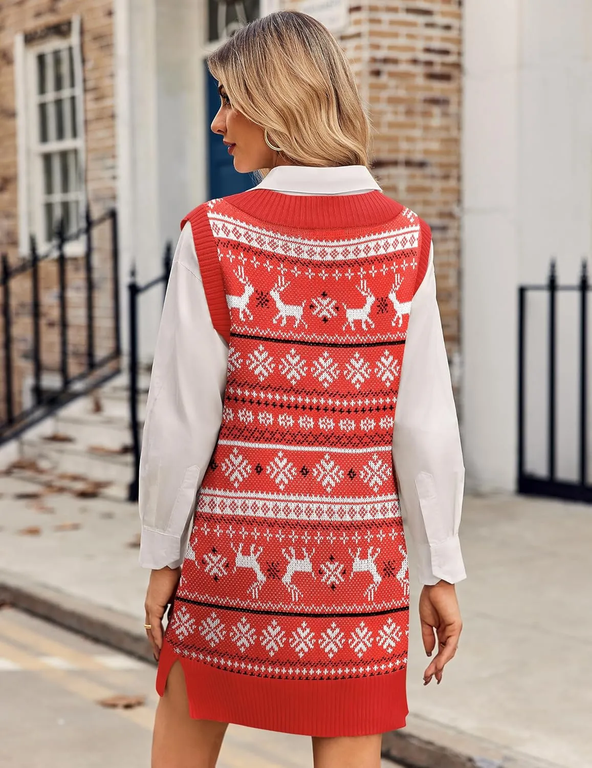 Zeagoo Women's Oversized Fall Sweater Vest Dress Winter Casual V Neck Sleeveless Loose Knit Pullover Sweater 2025