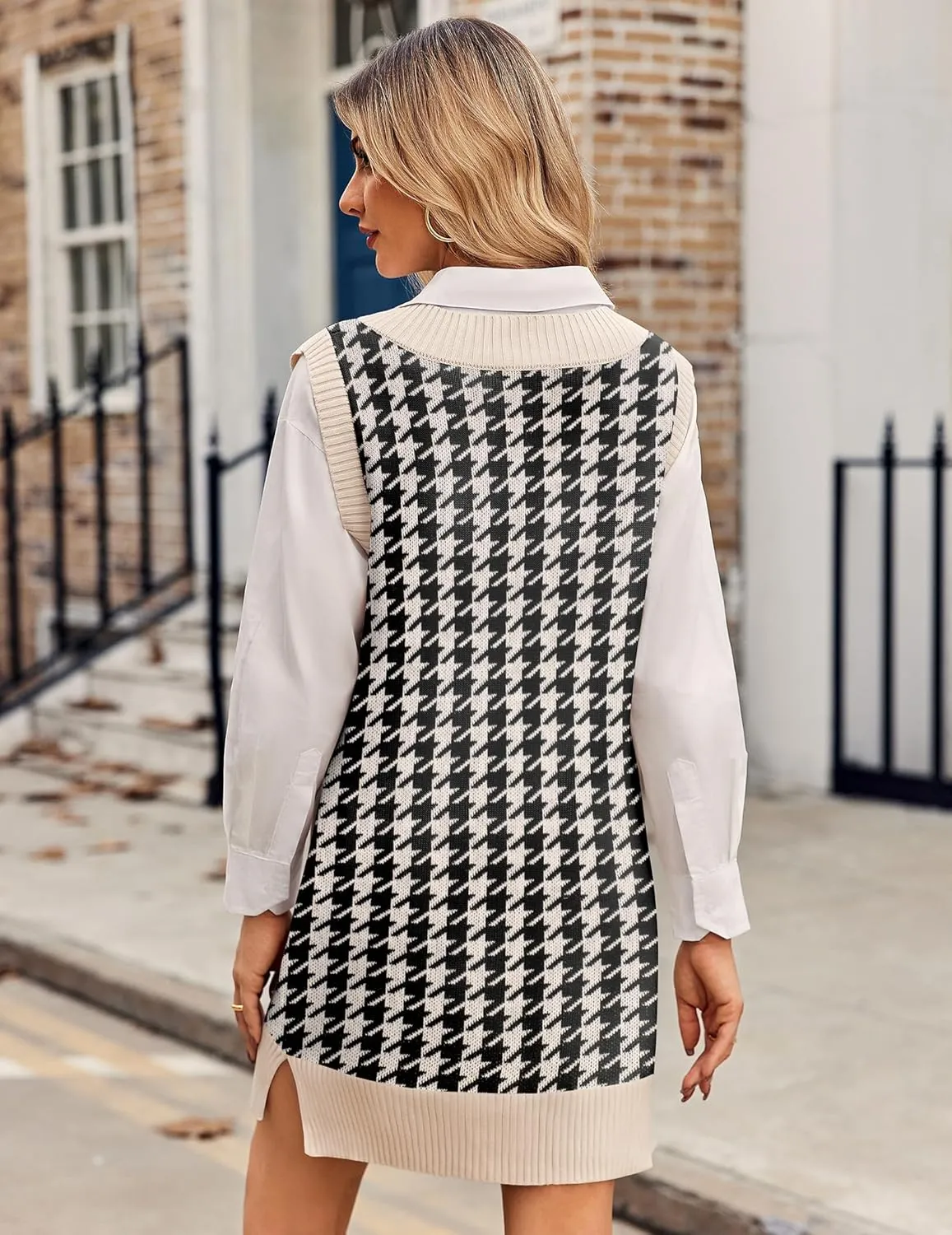 Zeagoo Women's Oversized Fall Sweater Vest Dress Winter Casual V Neck Sleeveless Loose Knit Pullover Sweater 2025