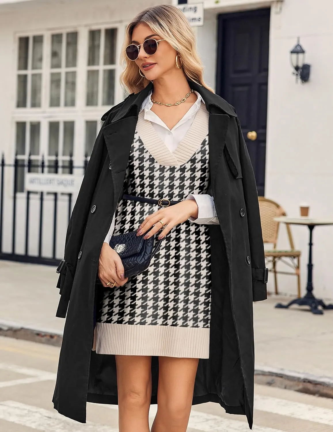 Zeagoo Women's Oversized Fall Sweater Vest Dress Winter Casual V Neck Sleeveless Loose Knit Pullover Sweater 2025