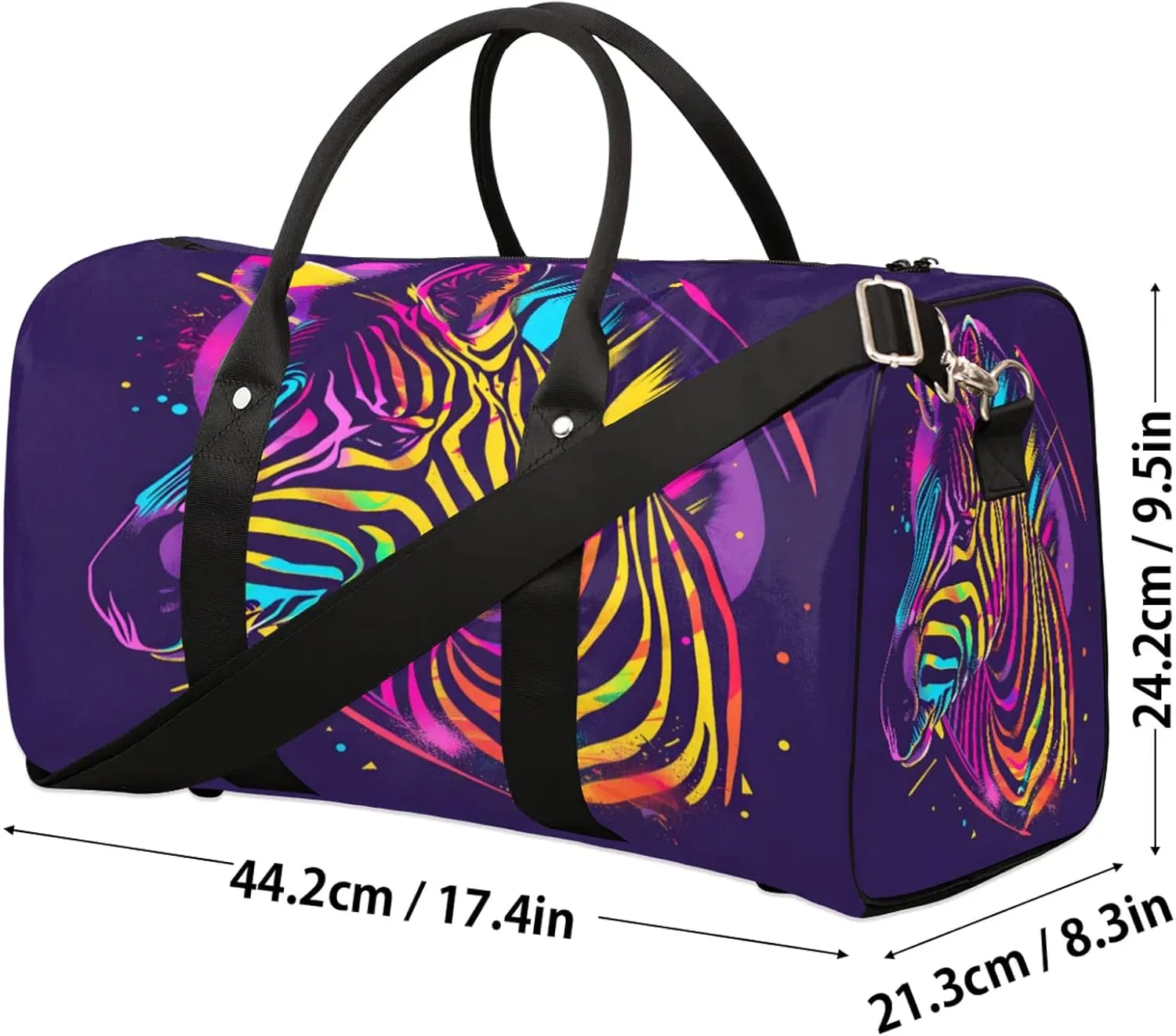 Zebra Travel Bag for Men Women, Gym Duffle Bags for Travel, Carry On Luggage Bag, Weekender Overnight Workout Bags