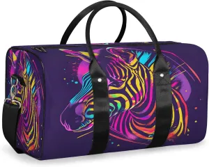 Zebra Travel Bag for Men Women, Gym Duffle Bags for Travel, Carry On Luggage Bag, Weekender Overnight Workout Bags