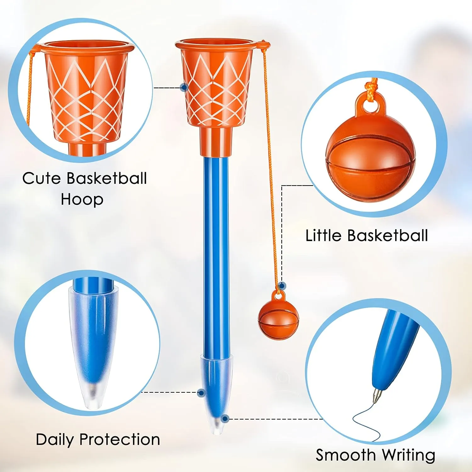 Zonon 32 Pieces Basketball Hoop Pens Bulk Basketball Party Favors Novelty Pens for Kids Sports Theme Birthday Party Sports Club Supplies Christmas Gifts, 0.7mm