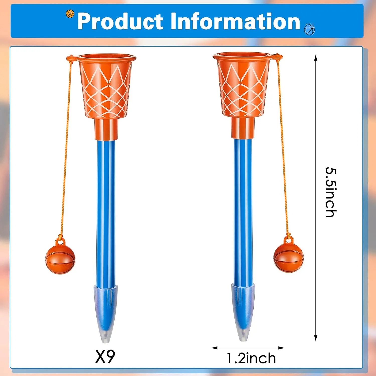 Zonon 32 Pieces Basketball Hoop Pens Bulk Basketball Party Favors Novelty Pens for Kids Sports Theme Birthday Party Sports Club Supplies Christmas Gifts, 0.7mm
