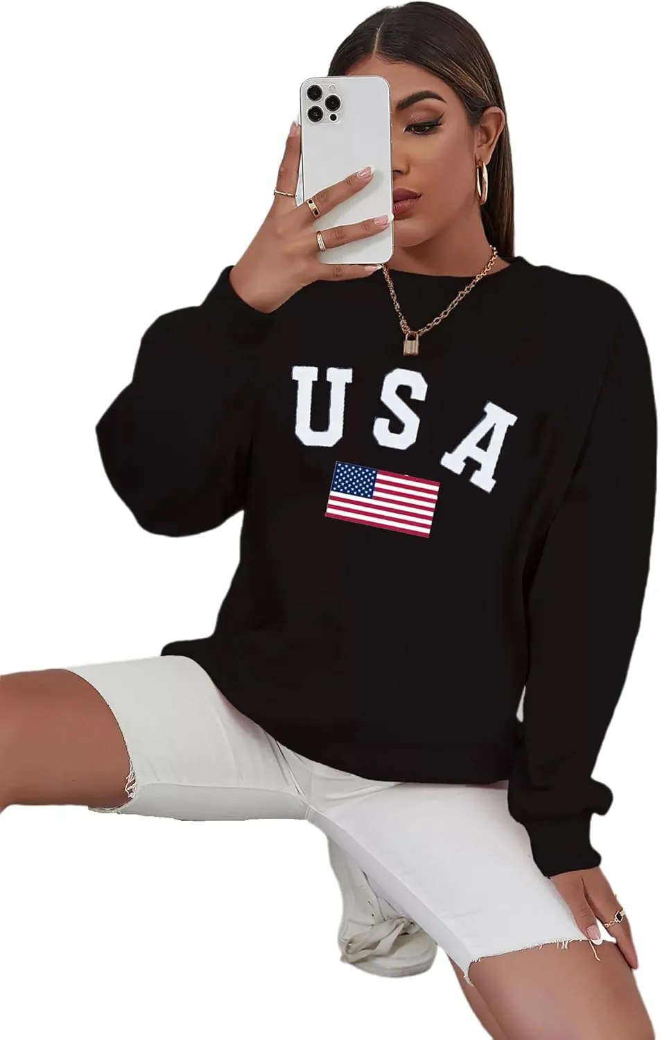 Zoyami Womens Crewneck Sweatshirt Graphic Long Sleeve Top Pullover Oversized Sweaters