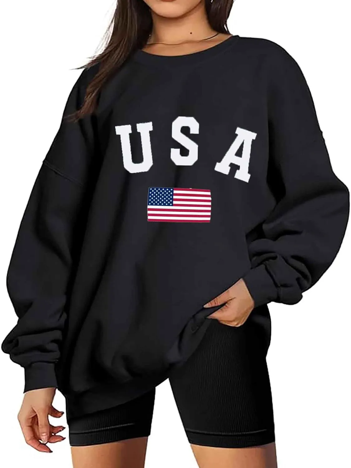 Zoyami Womens Crewneck Sweatshirt Graphic Long Sleeve Top Pullover Oversized Sweaters